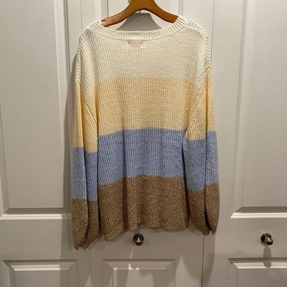 Pink Lily Lost in This Moment Colorblock Sweater Size Medium - Picture 3 of 5